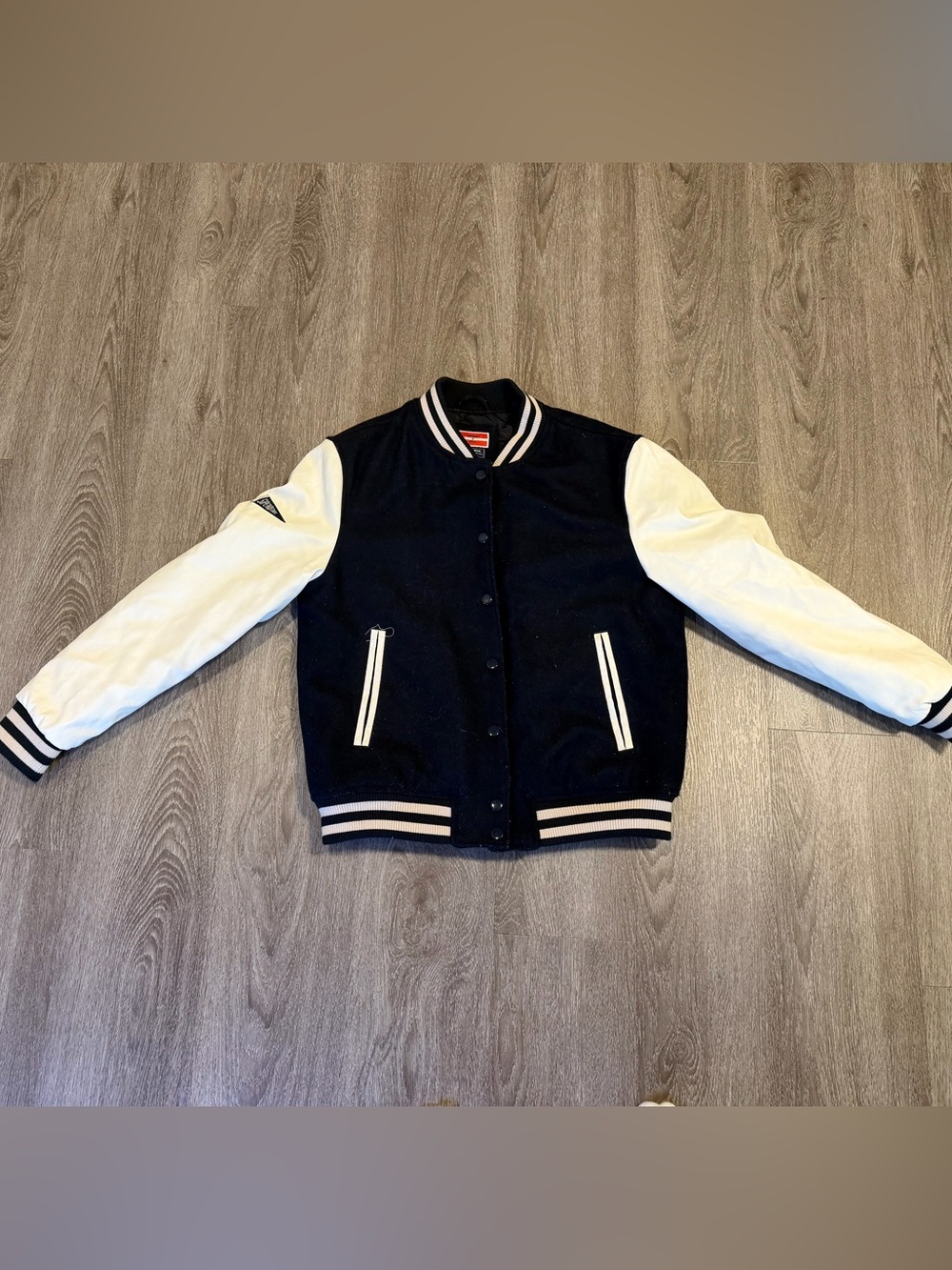 Superdry Varsity Bomber Jacket Wool-Blend  Sz UK 12 / US 8 / EU 40 /  Deep Navy